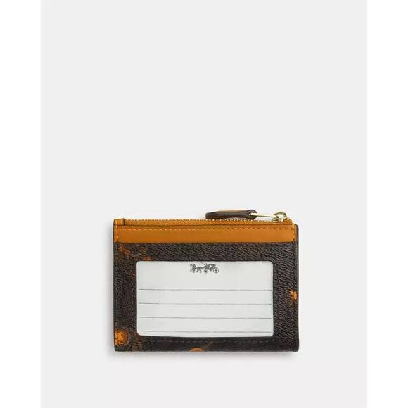 NWT Coach Mini Skinny Id Case Signature Canvas Floral Walnut/Yellow CCV88 - Picture 6 of 6